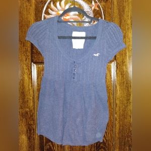 Hollister Knit Navy Blue Babydoll Top